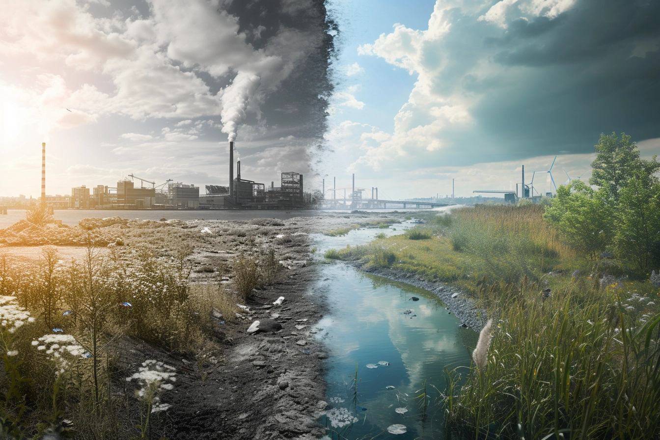 An image of melting polar ice caps, illustrating the impact of climate change on global temperatures and sea levels.