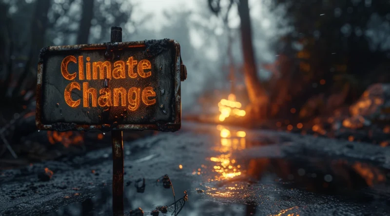 A collage of extreme weather events, including hurricanes, wildfires, and floods, highlighting the increasing frequency and intensity of climate-related disasters.