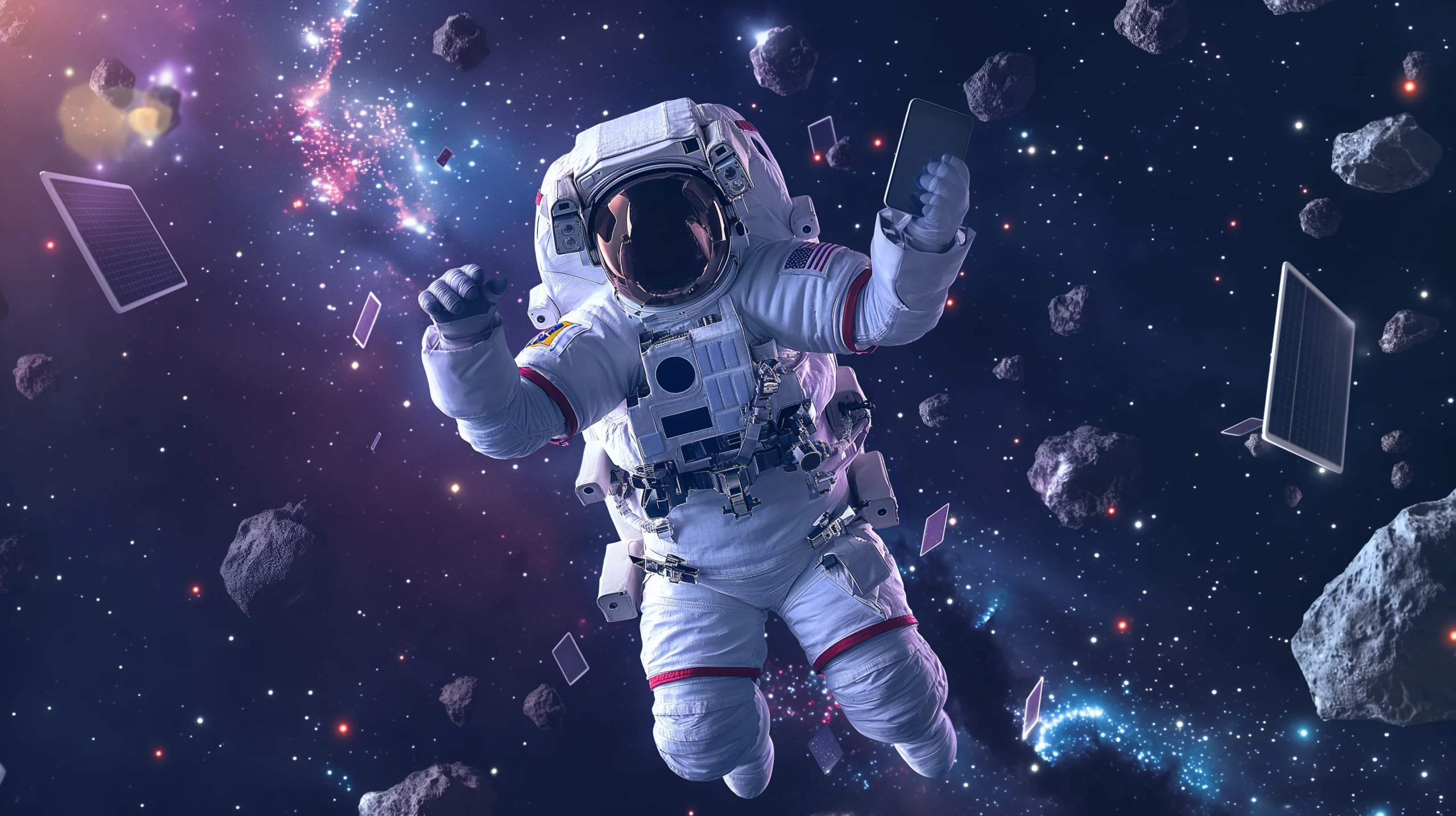 Astronauts floating in the vastness of space, representing the spirit of exploration in space exploration