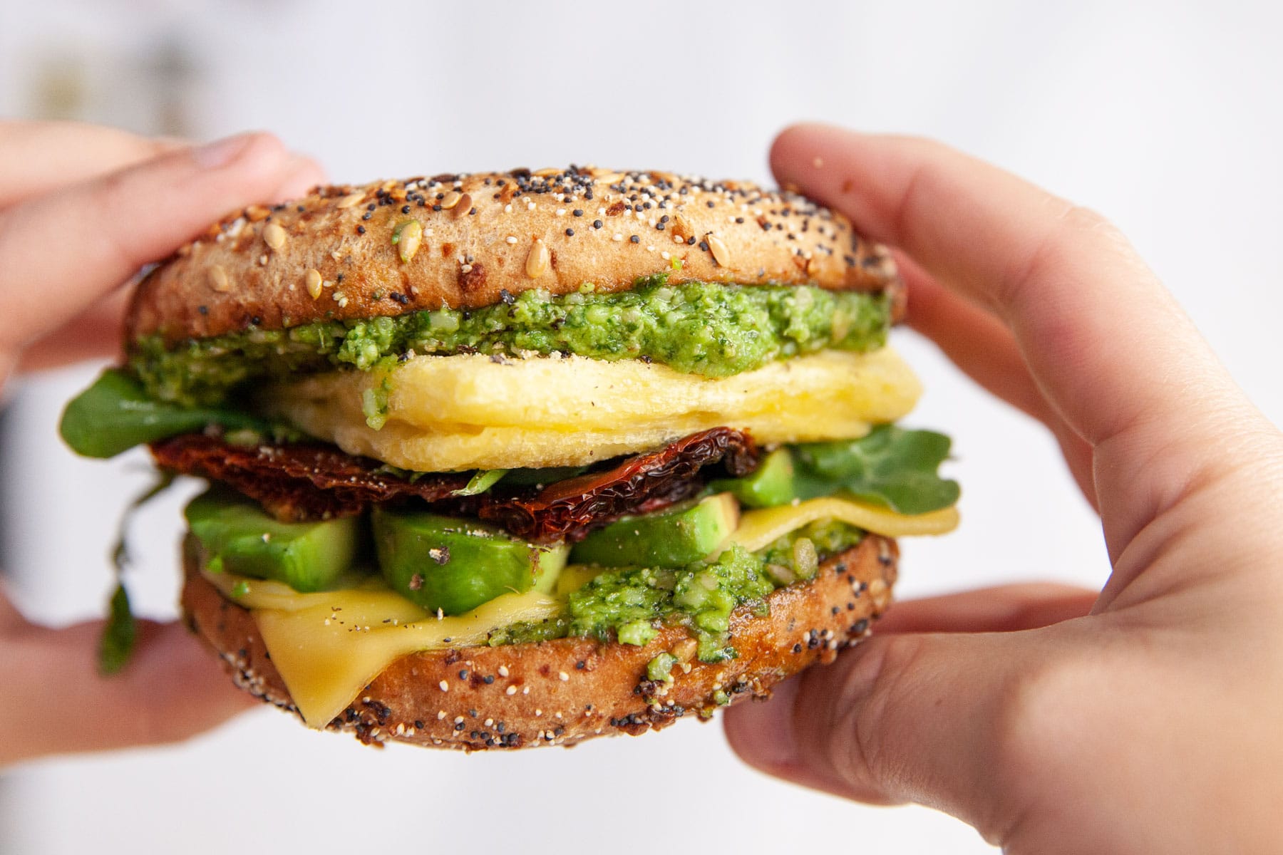 Assembling Your Vegan Bagel Sandwich