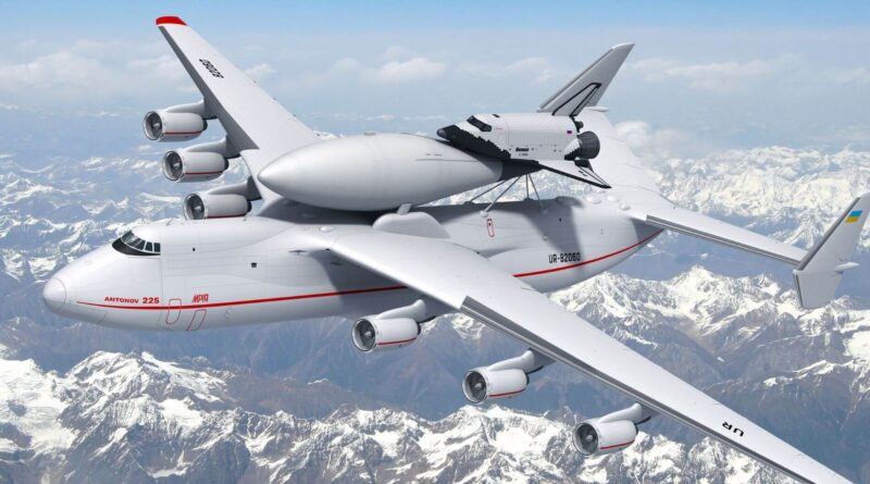 Antonov An-225 Mriya on the runway, showcasing its massive wingspan.