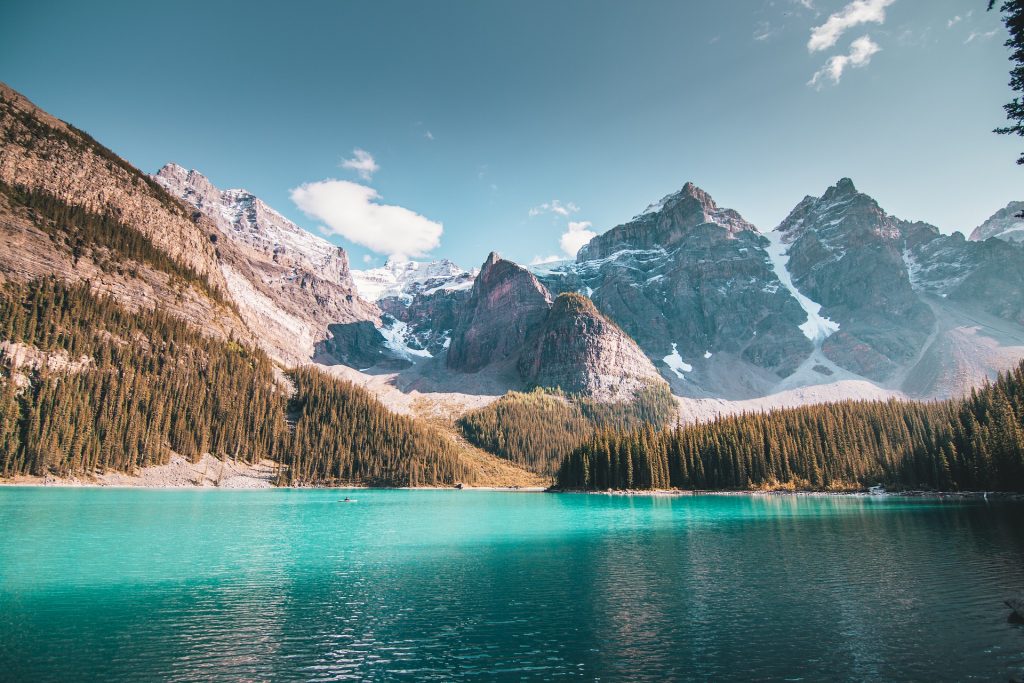 A breathtaking view of Moraine Lake in Banff National Park